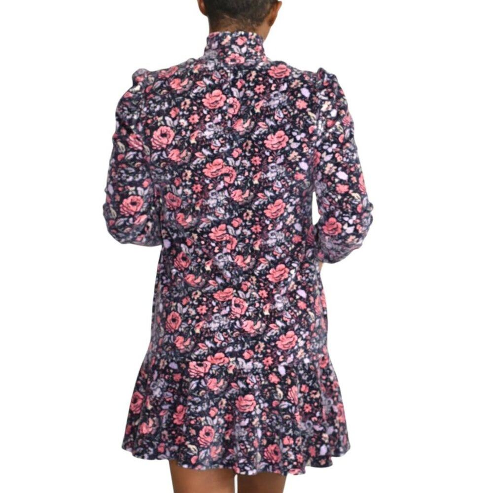Rebecca Taylor La Vie Dress Purple Floral Puff Sleeve Drop Waist Mini Size XS - Picture 3 of 16